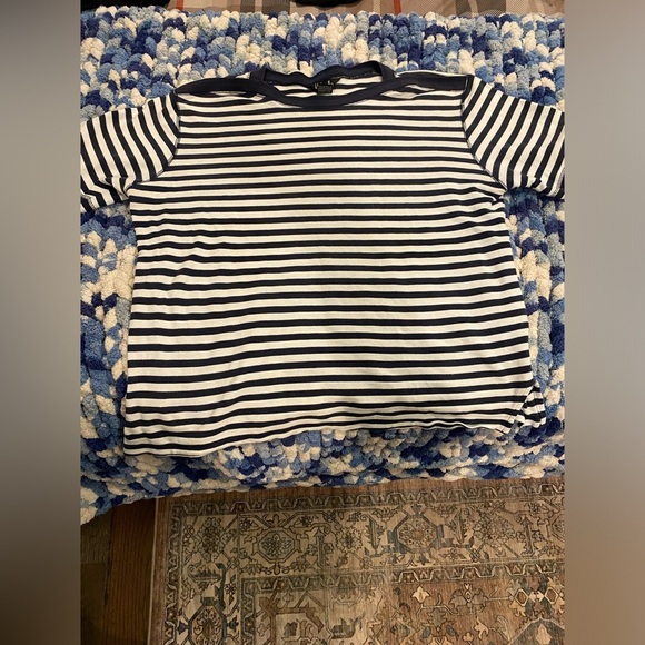 Rafaella Tops - Rafaella Blue and White Short Sleeve Tee